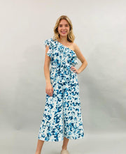 ABSTRACT PRINT JUMPSUIT WITH RUFFLE AND TIE-All Products-Reneecollection-Urbanheer