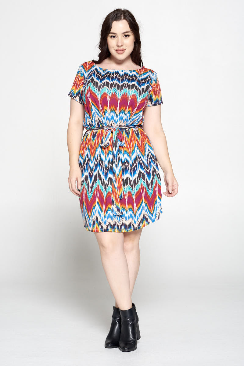 ABSTRACT TIE DYE DRESS WITH WAIST TIE-Dresses-Reneecollection-Urbanheer