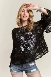 ADORA Bell Sleeve Crochet Top-Adora-BLACK-S/M-Urbanheer
