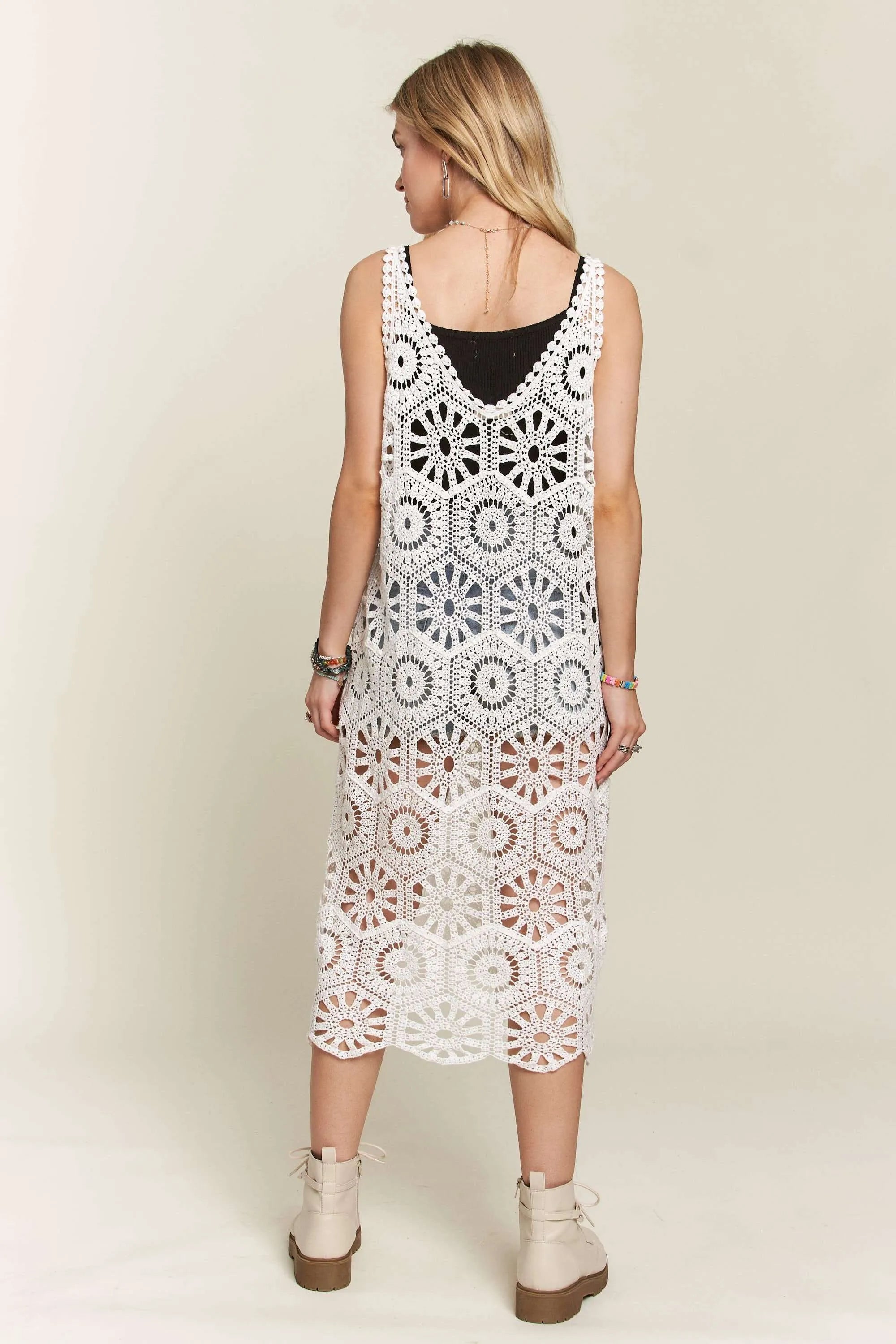 ADORA Crochet Cover-Up Tunic Top-Adora-WHITE-S/M-Urbanheer