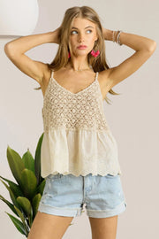 ADORA Crochet V Neck Tank Top-Adora-BEIGE-S/M-Urbanheer