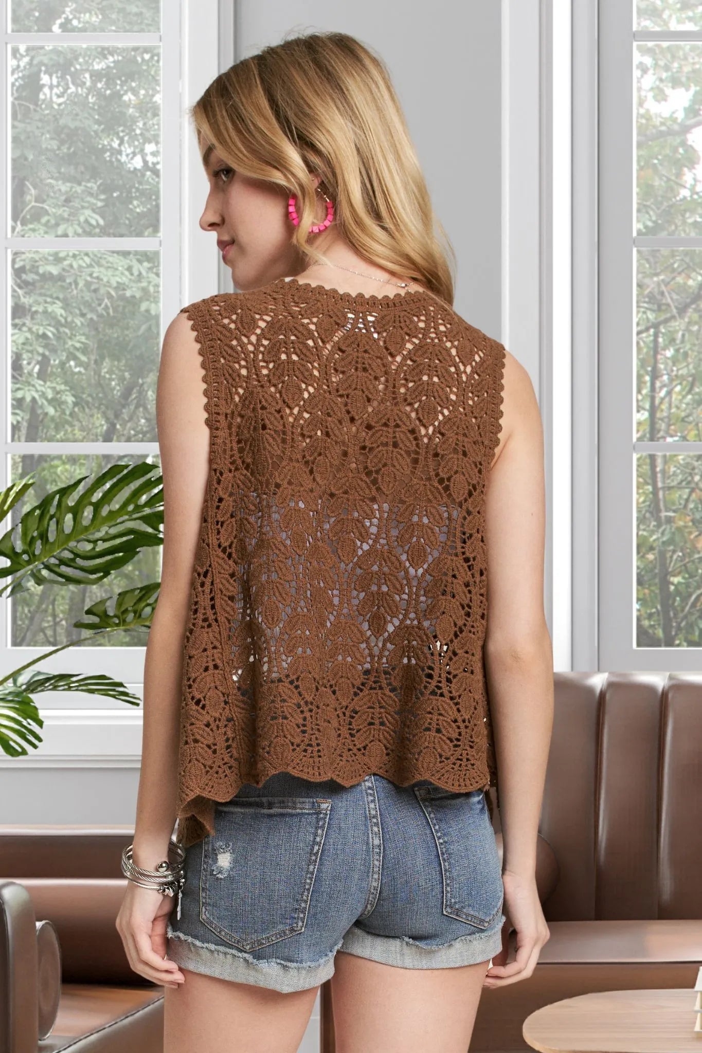 ADORA Crochet Vest With Scallop Hem-Adora-MOCHA-S/M-Urbanheer