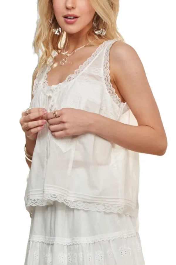 ADORA Lace Detail Contrast Top-Adora-IVORY-S-Urbanheer
