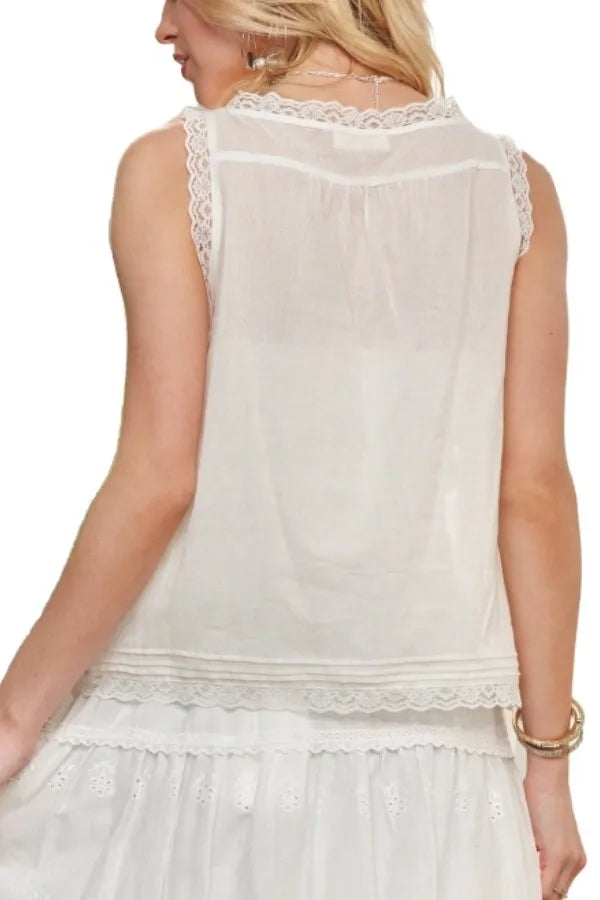 ADORA Lace Detail Contrast Top-Adora-IVORY-S-Urbanheer