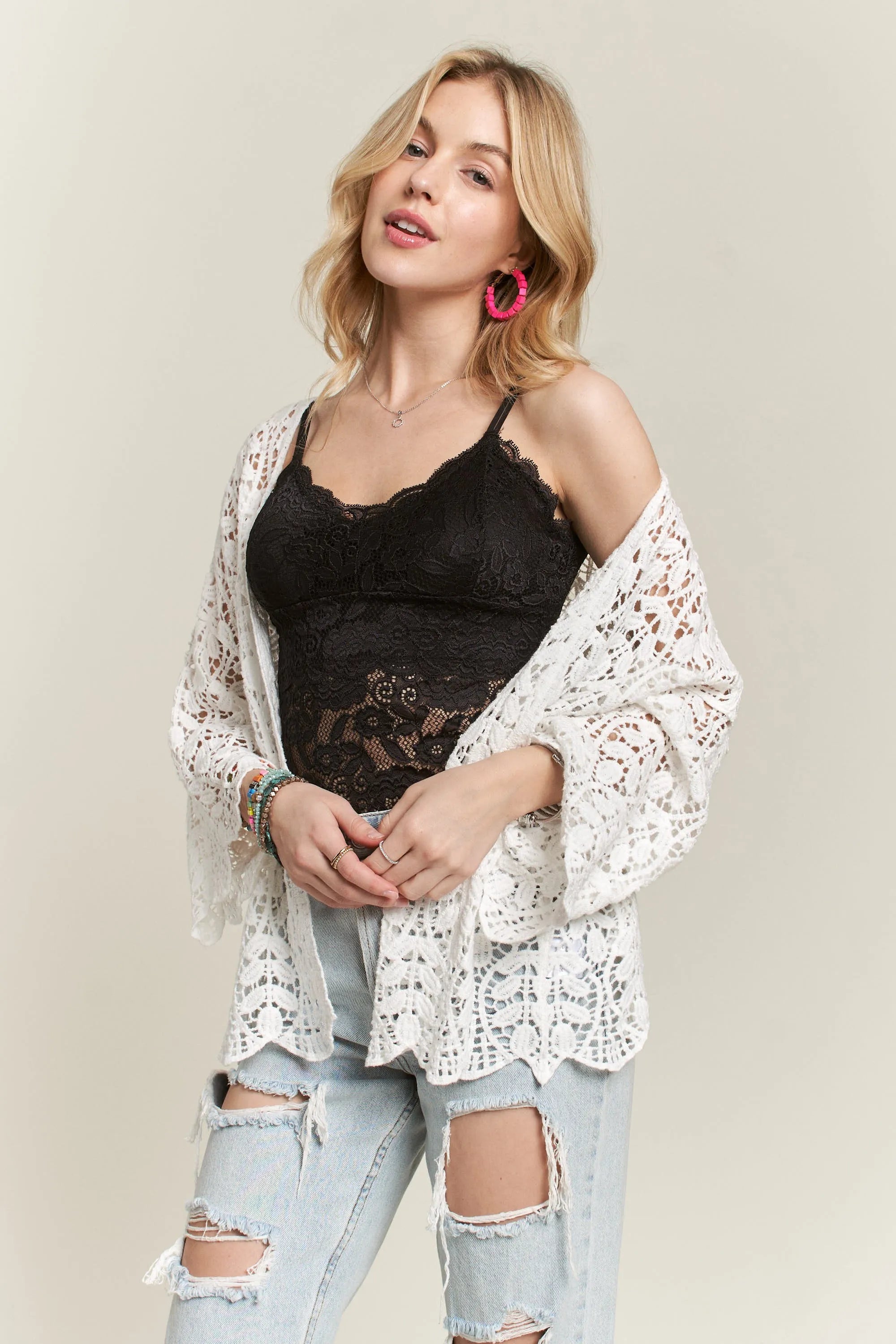 ADORA Leaf Pattern Crochet Cardigan-Adora-WHITE-S/M-Urbanheer