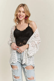 ADORA Leaf Pattern Crochet Cardigan-Adora-WHITE-S/M-Urbanheer