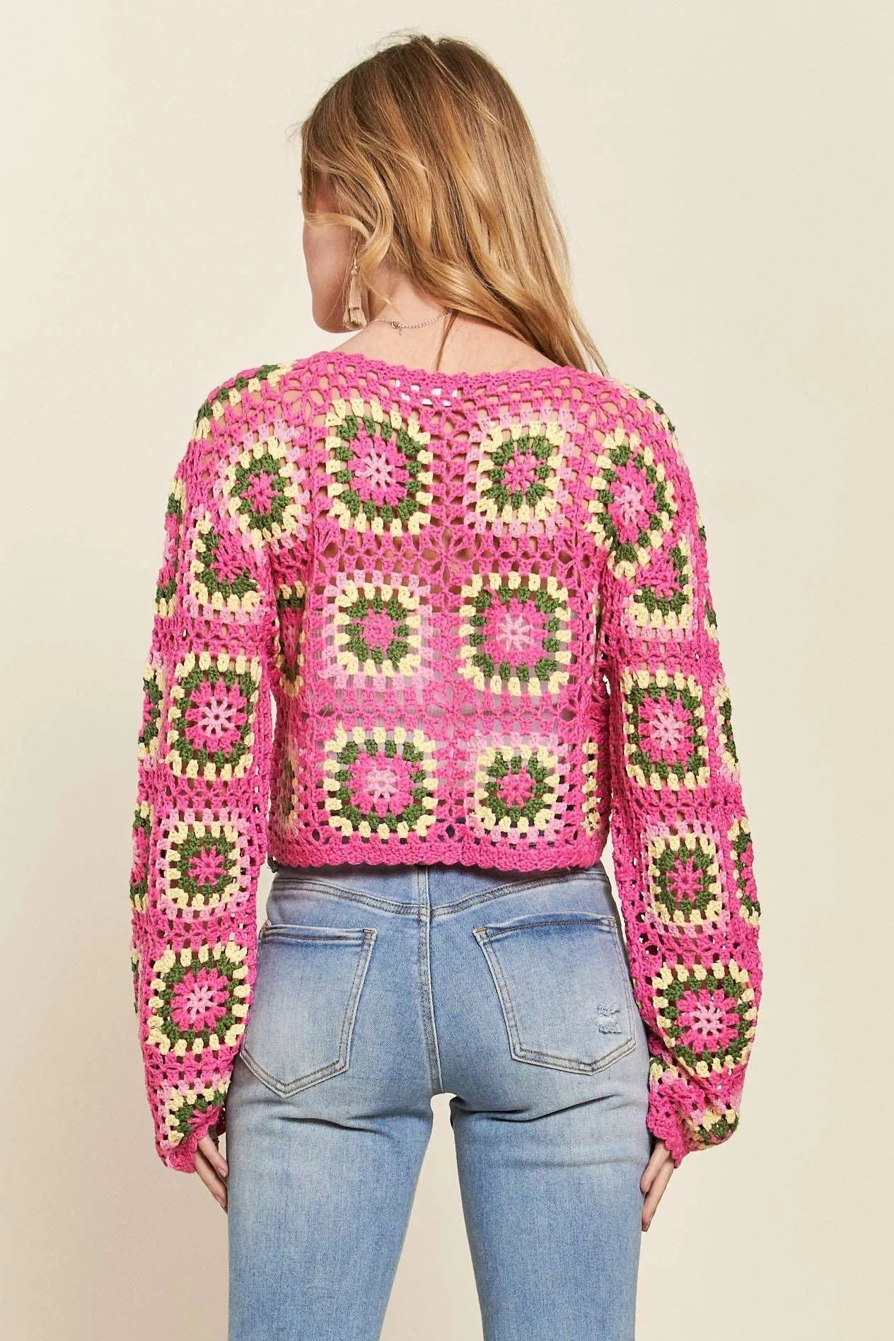 ADORA Multicolor Crochet Crop Top-Adora-HOT PINK-S-Urbanheer