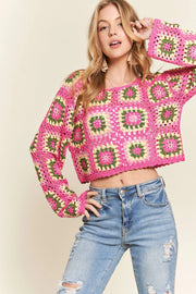 ADORA Multicolor Crochet Crop Top-Adora-HOT PINK-S-Urbanheer