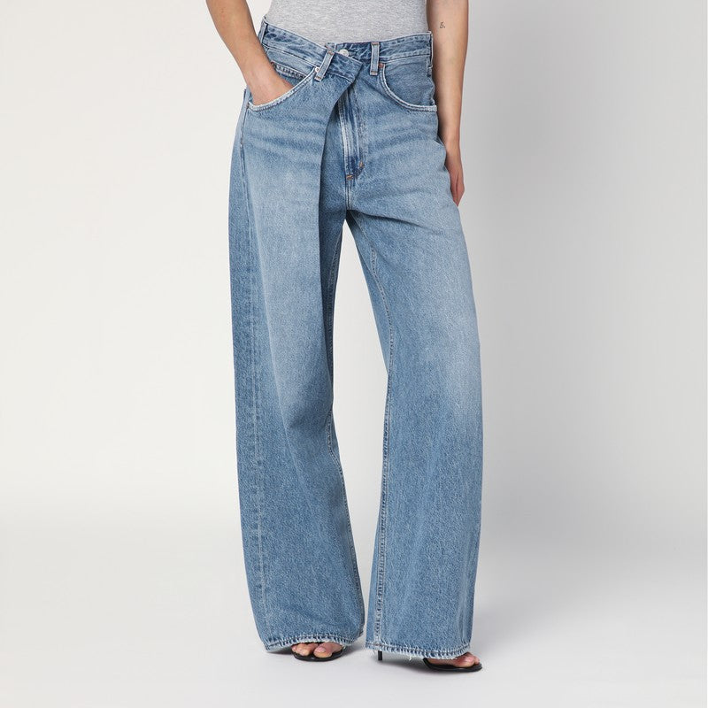 AGOLDE Wide blue Vana Fold jeans with washed effect