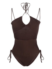 ANDREĀDAMO Andrea Adamo halterneck-fastening ribbed-knit bodysuit