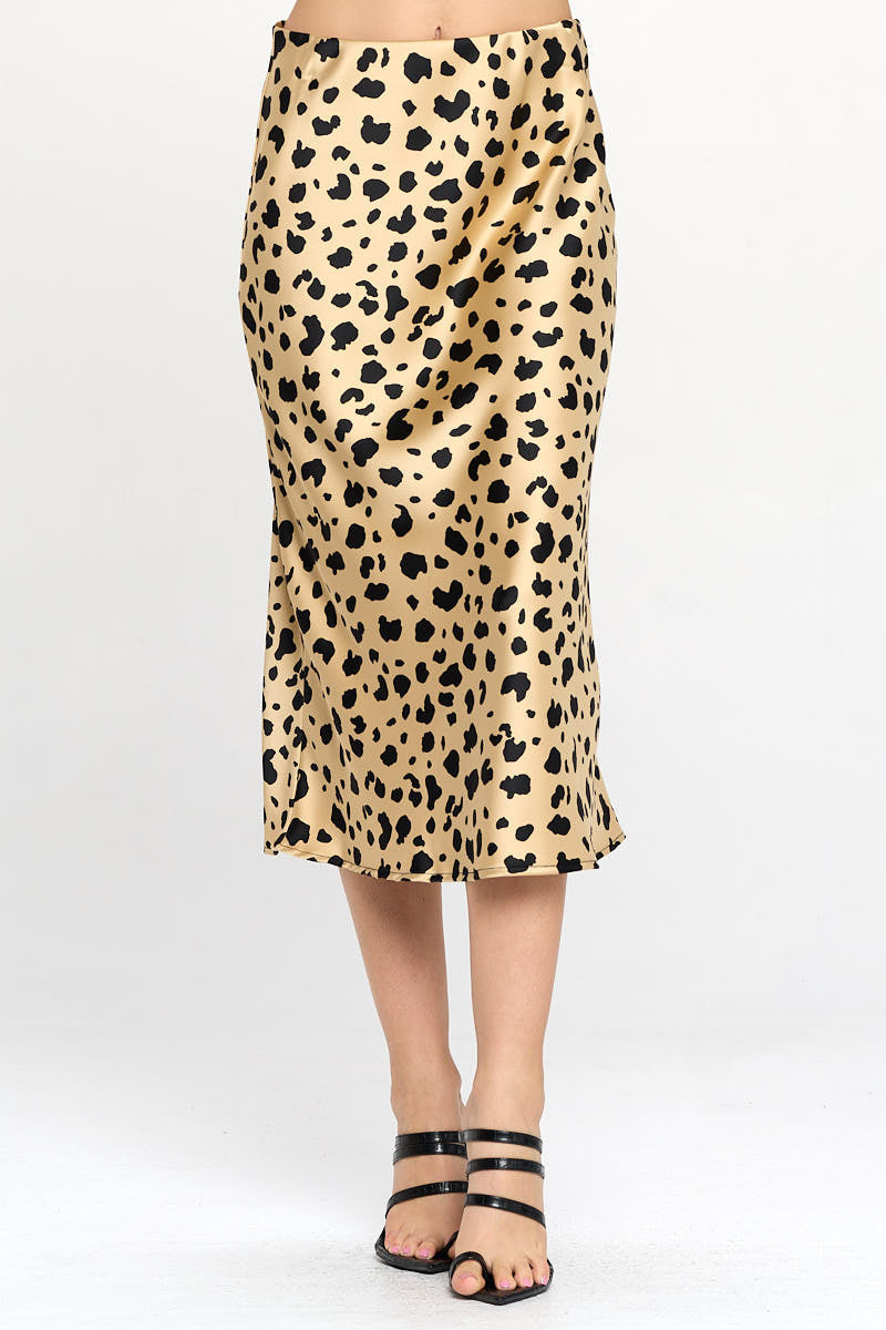 ANIMAL PRINT SATIN MIDI SKIRT-New Arrival-Reneecollection-Urbanheer