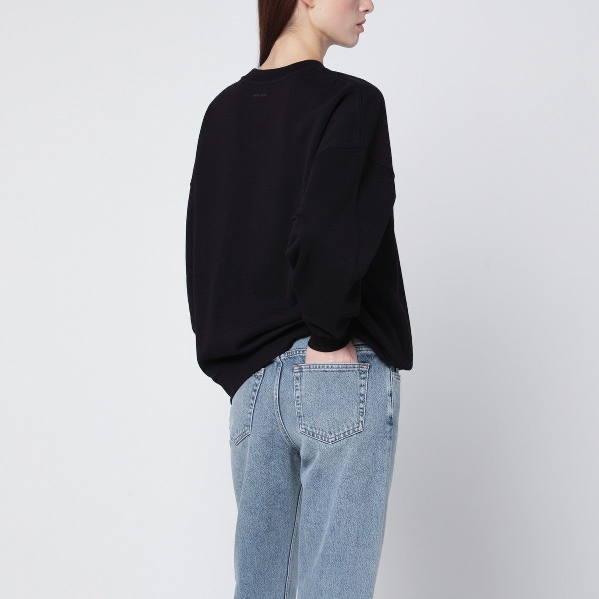 ANINE BING Oversized black sweatshirt with chenille logo