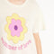 AVA 9 T shirt en cachemire déjaugé col rond manches courtes avec imprimé " SUMMER OF LOVE" blanc écru-t-shirt femme-Studio Cashmere8-S-M-SC8-00448-blanc écru/imprimé fleurs multicouleur-Urbanheer