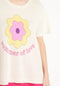 AVA 9 T shirt en cachemire déjaugé col rond manches courtes avec imprimé " SUMMER OF LOVE" blanc écru-t-shirt femme-Studio Cashmere8-S-M-SC8-00448-blanc écru/imprimé fleurs multicouleur-Urbanheer