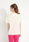 AVA 9 T shirt en cachemire déjaugé col rond manches courtes avec imprimé " SUMMER OF LOVE" blanc écru-t-shirt femme-Studio Cashmere8-S-M-SC8-00448-blanc écru/imprimé fleurs multicouleur-Urbanheer