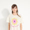 AVA 9 T shirt en cachemire déjaugé col rond manches courtes avec imprimé " SUMMER OF LOVE" blanc écru-t-shirt femme-Studio Cashmere8-S-M-SC8-00448-blanc écru/imprimé fleurs multicouleur-Urbanheer
