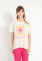 AVA 9 T shirt en cachemire déjaugé col rond manches courtes avec imprimé " SUMMER OF LOVE" blanc écru-t-shirt femme-Studio Cashmere8-S-M-SC8-00448-blanc écru/imprimé fleurs multicouleur-Urbanheer