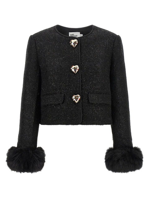 Self-Portrait Bouclé Fur Jacket