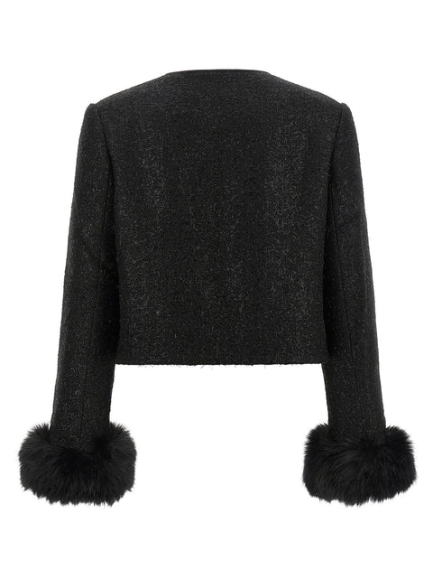 Self-Portrait Bouclé Fur Jacket
