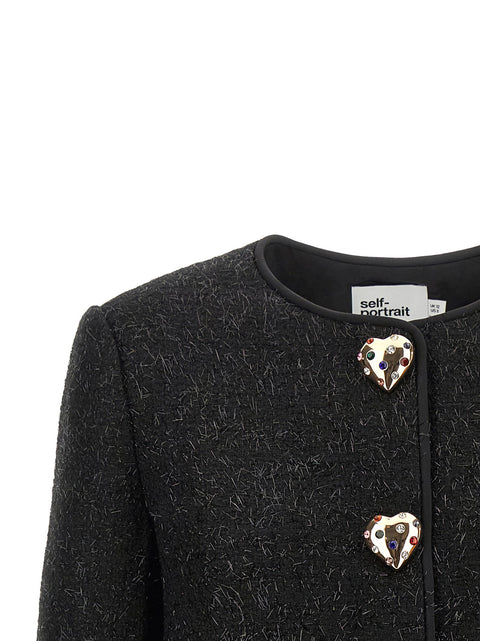 Self-Portrait Bouclé Fur Jacket