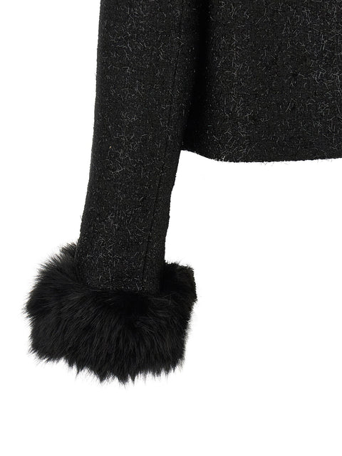 Self-Portrait Bouclé Fur Jacket