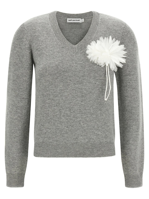 Self-Portrait Fiore Pin Sweater