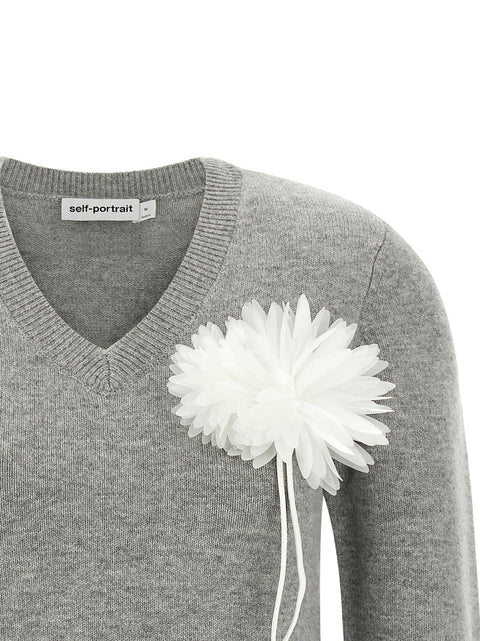 Self-Portrait Fiore Pin Sweater