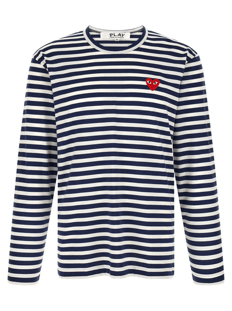 Comme Des Garçons Play Striped T-shirt With Heart Patch