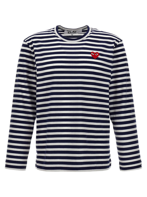 Comme Des Garçons Play Logo Patch Stripes T-shirt