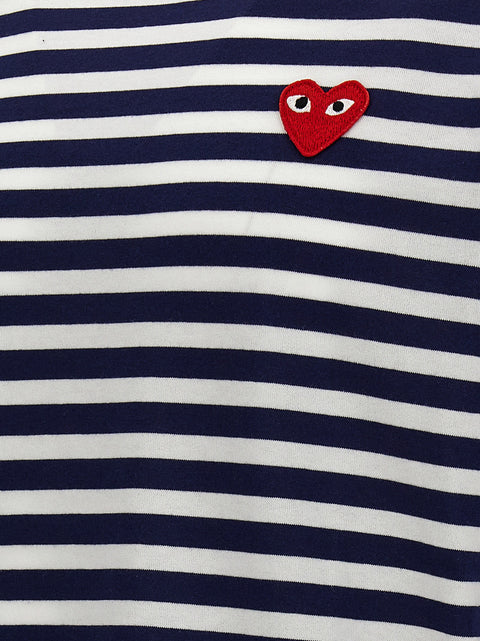Comme Des Garçons Play Logo Patch Stripes T-shirt