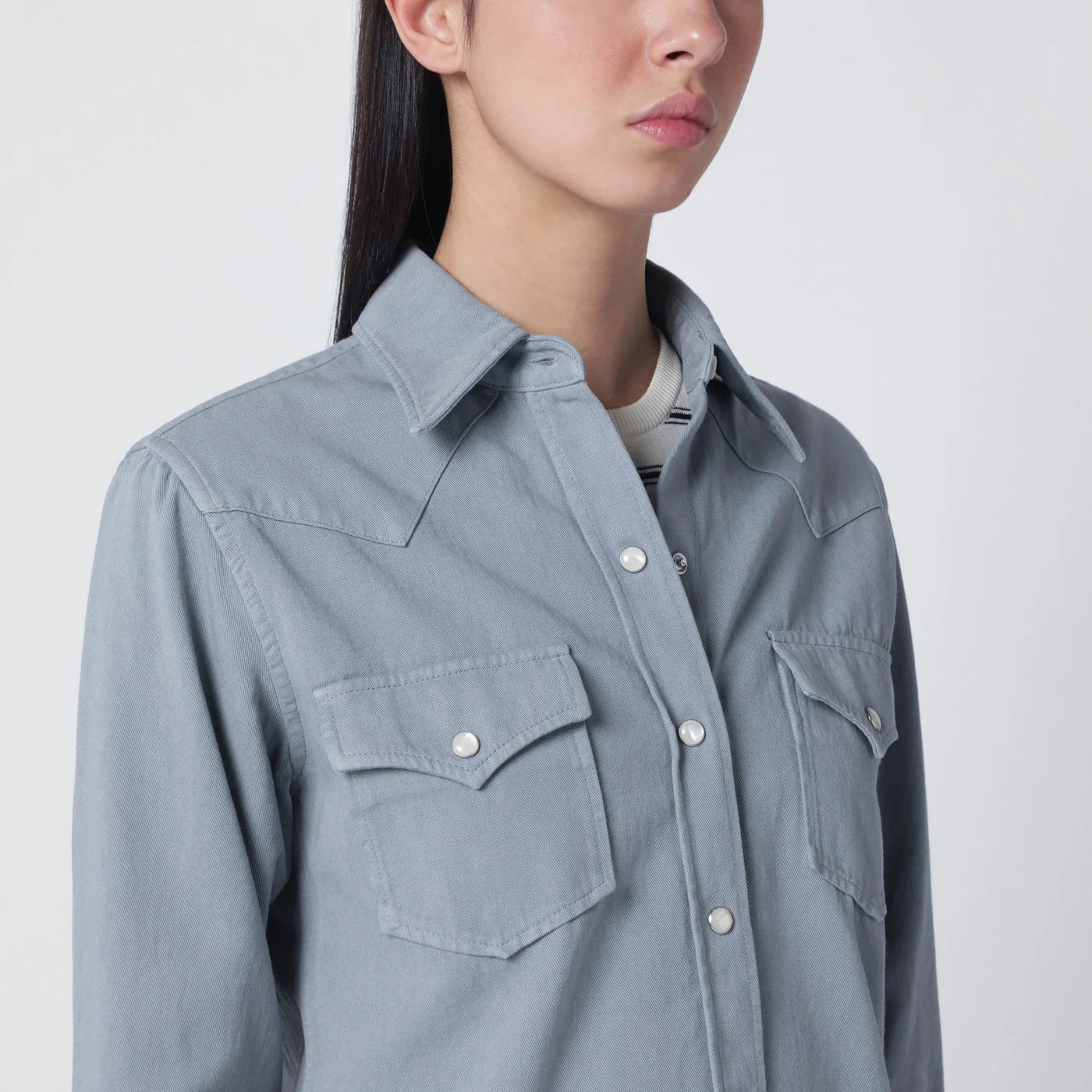 A.P.C. Blue-grey cotton shirt