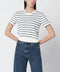 A.P.C. White knit top with ecru/black stripes