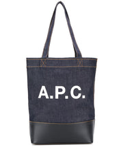 A.P.C. logo print denim tote