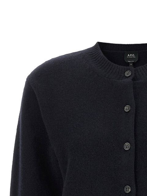 A.p.c. Lila Wool Cardigan With Logo Intarsia