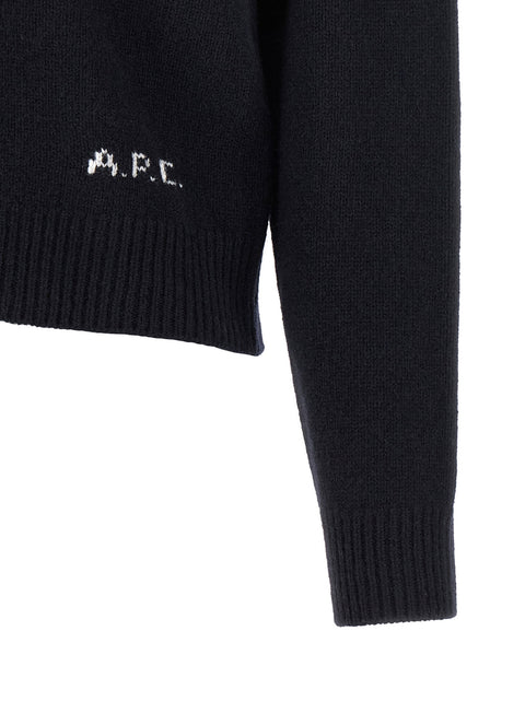 A.p.c. Lila Wool Cardigan With Logo Intarsia