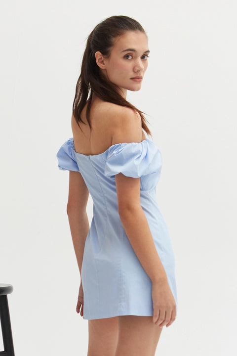 Abigail Cotton Blend Off Shoulder Mini Dress