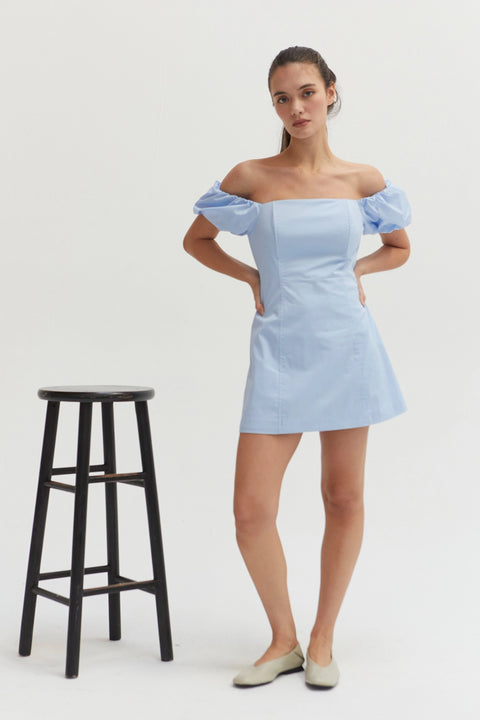 Abigail Cotton Blend Off Shoulder Mini Dress