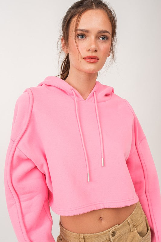 Abigail Loose Fit Cropped Hoodie Sweatshirt-Sweatshirt-Papermoon-S-Pink-Urbanheer