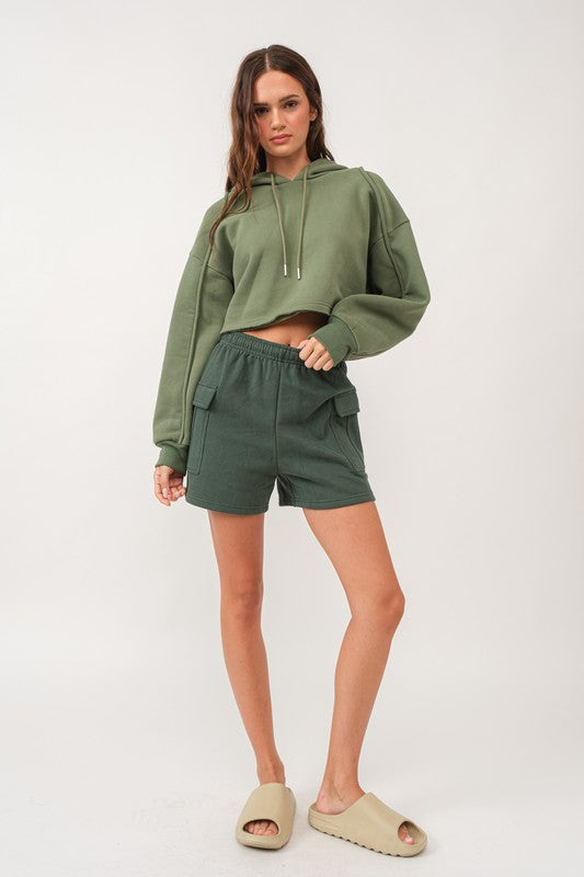 Abigail Loose Fit Cropped Hoodie Sweatshirt-Sweatshirt-Papermoon-S-MATCHA-Urbanheer