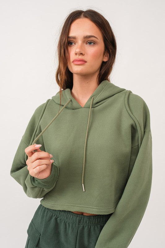 Abigail Loose Fit Cropped Hoodie Sweatshirt-Sweatshirt-Papermoon-S-MATCHA-Urbanheer