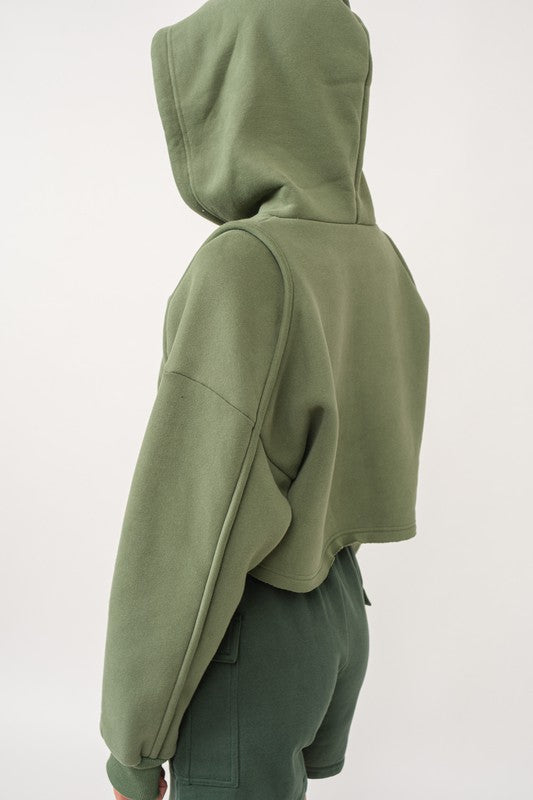 Abigail Loose Fit Cropped Hoodie Sweatshirt-Sweatshirt-Papermoon-S-MATCHA-Urbanheer