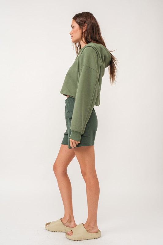 Abigail Loose Fit Cropped Hoodie Sweatshirt-Sweatshirt-Papermoon-S-MATCHA-Urbanheer