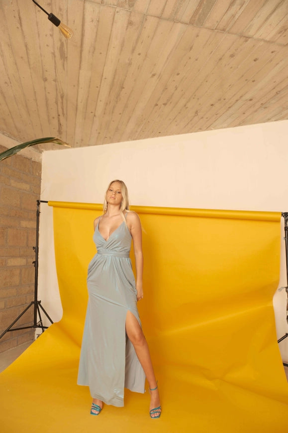 Abito In Maglia Jersey Laminata Con Spacco-Dress-Valentina Rio-38-Urbanheer