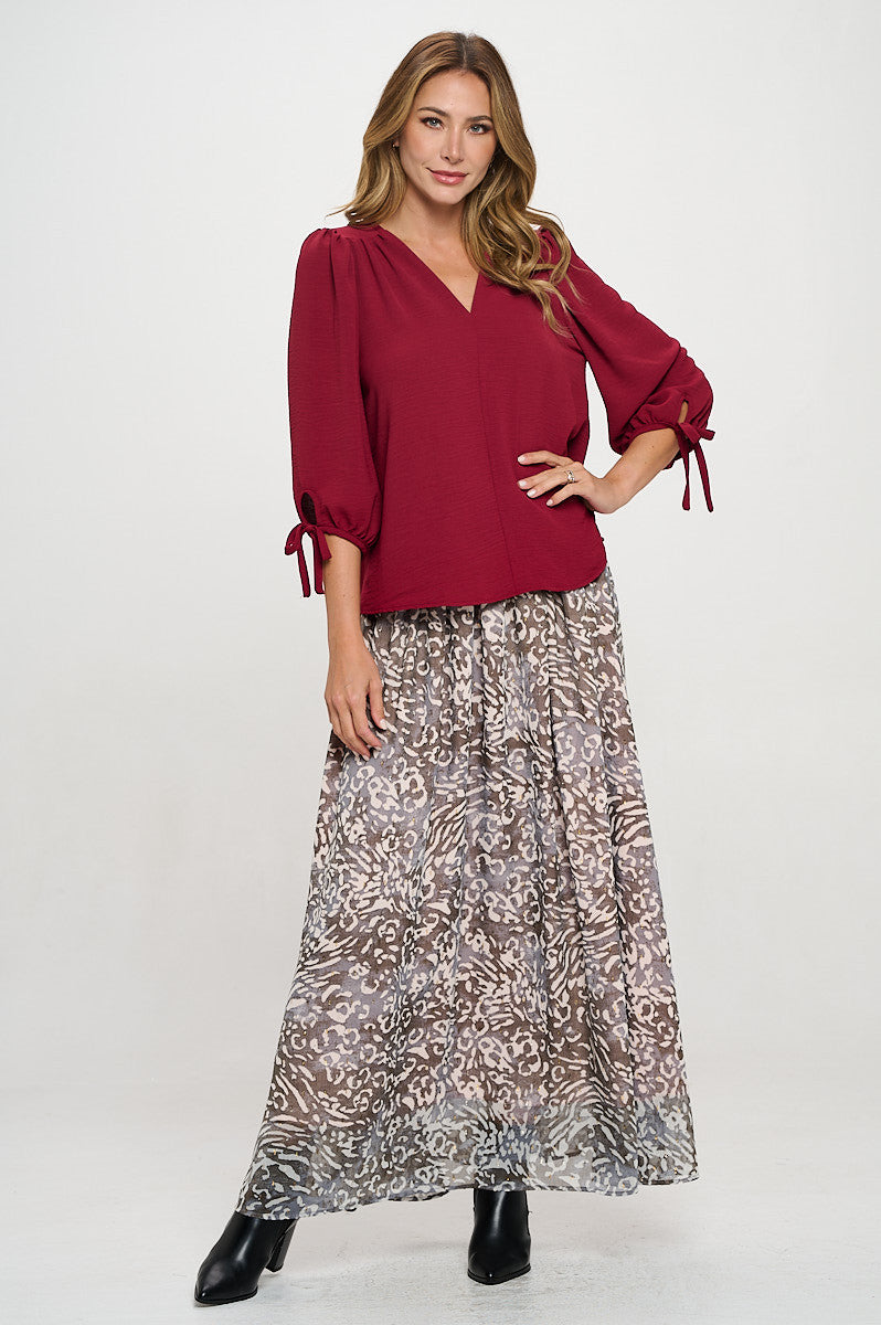 Abstract Print Sheer Maxi Skirt with Lining and Elastic Waist-New Arrival-Reneecollection-Small-CHARCOAL-Urbanheer