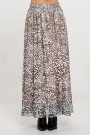 Abstract Print Sheer Maxi Skirt with Lining and Elastic Waist-New Arrival-Reneecollection-Small-CHARCOAL-Urbanheer