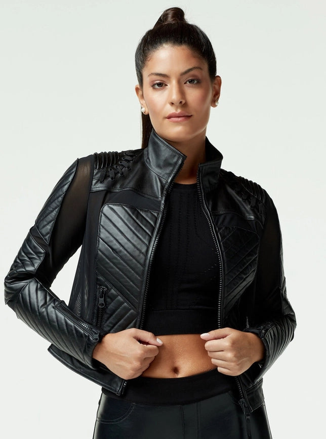 Acceleration Moto Mesh Leather Jacket Black-Jacket-Blanc Noir-XS-Black-Urbanheer