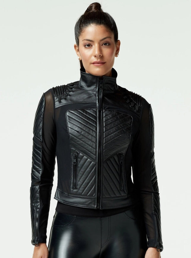 Acceleration Moto Mesh Leather Jacket Black-Jacket-Blanc Noir-XS-Black-Urbanheer
