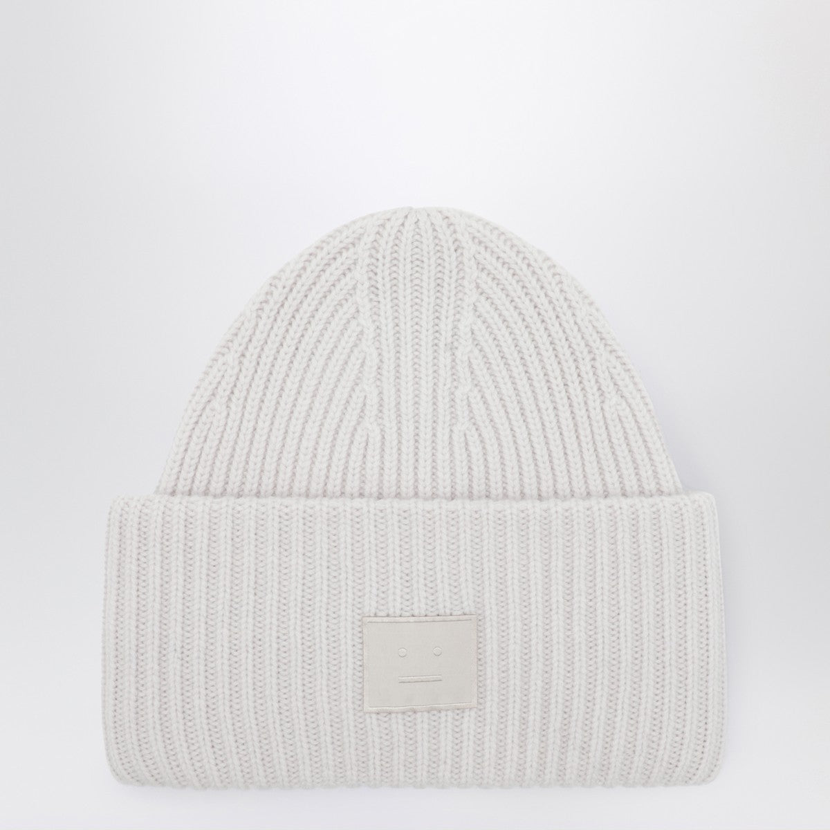 Acne Studios Light grey large face logo beanie - Yak