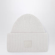 Acne Studios Light grey large face logo beanie - Yak