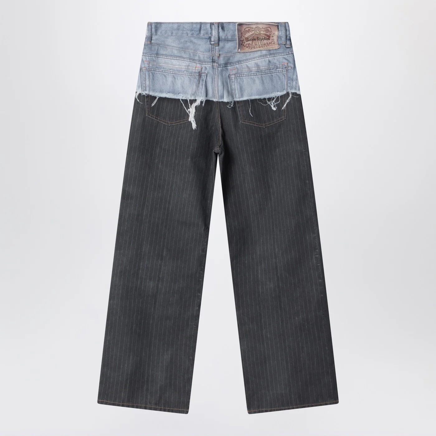 Acne Studios Trompe-l'oeil jeans in blue/pinstrike pattern